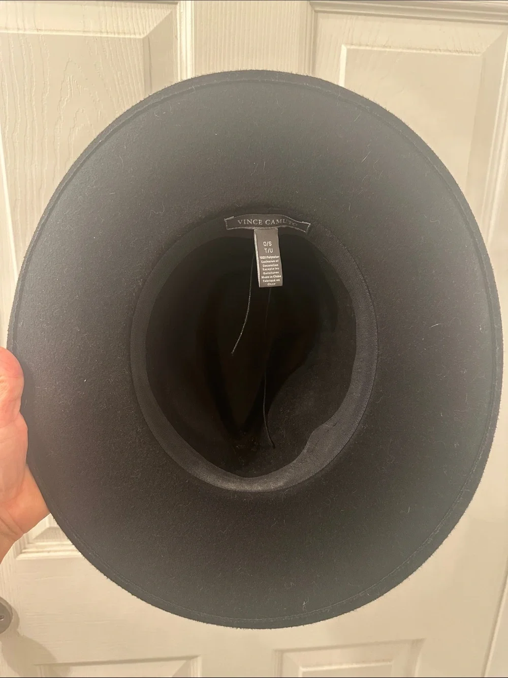 Vince Camuto Black Wide-Brim Felt Fedora with Decorative Band